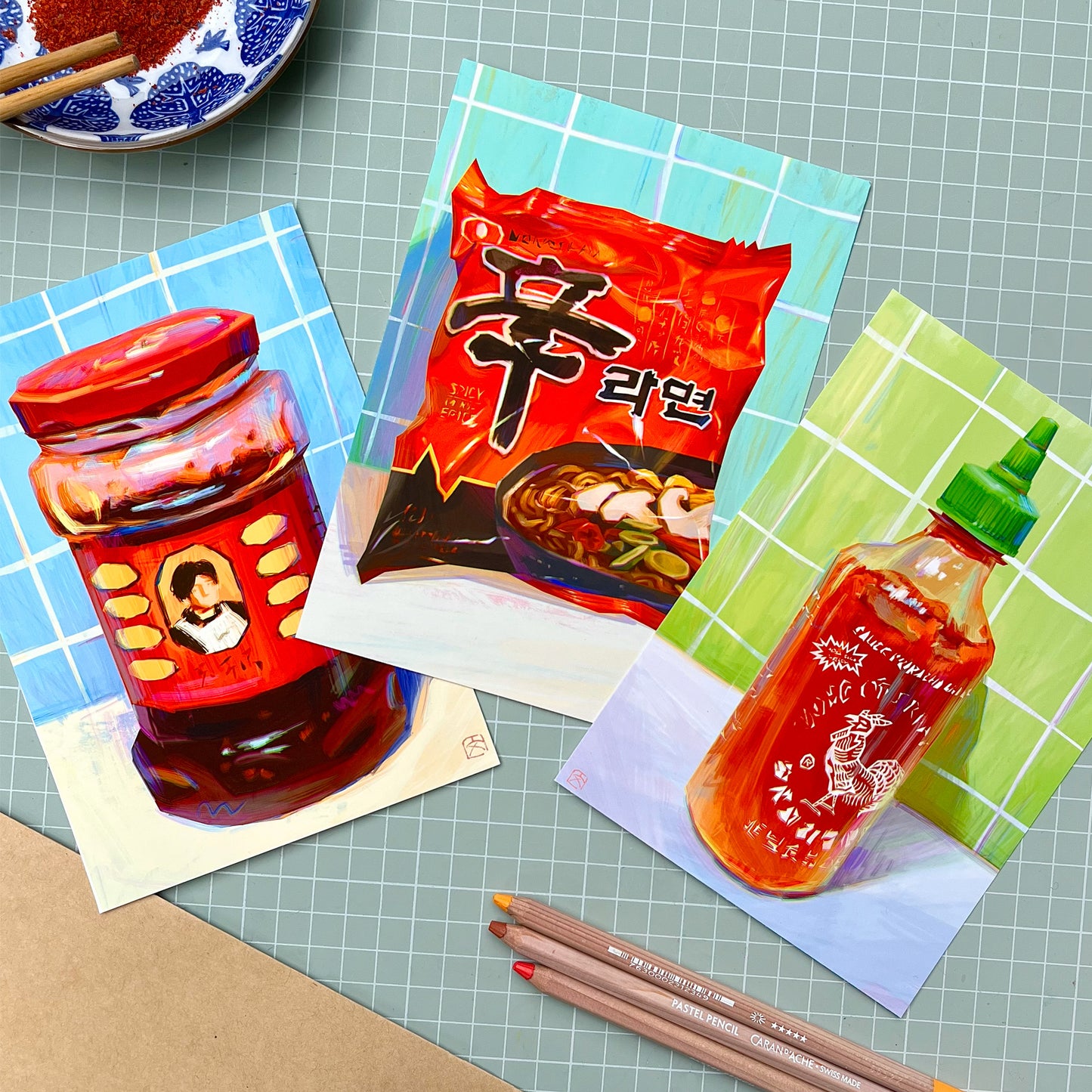 Spicy Food Set of 3 Art Prints