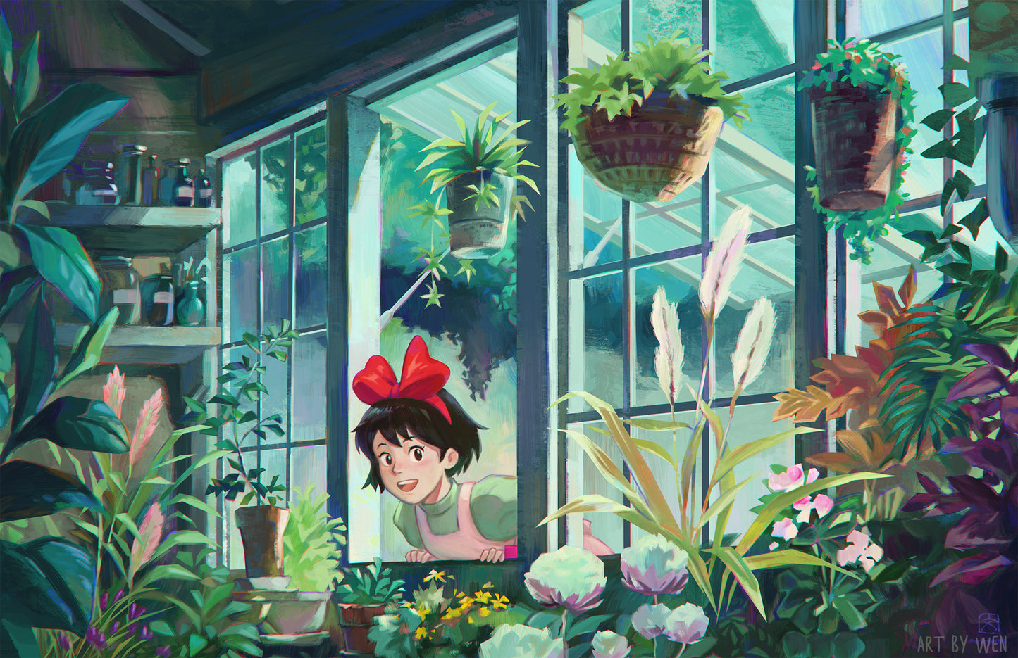 Kiki's Greenhouse Art Print