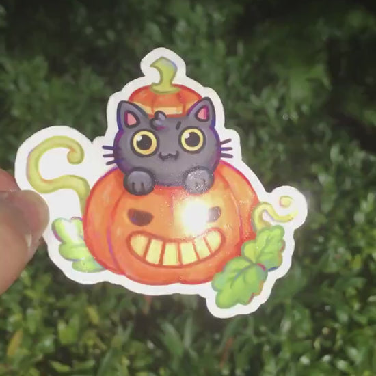 Pumpkin Cat Vinyl Sticker | Halloween Sticker | Laptop Decal | wateproof sticker | kawaii stickers