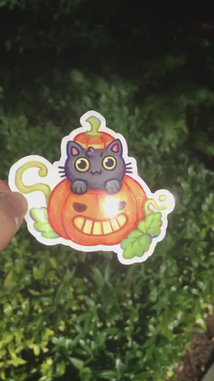 Pumpkin Cat Vinyl Sticker | Halloween Sticker | Laptop Decal | wateproof sticker | kawaii stickers