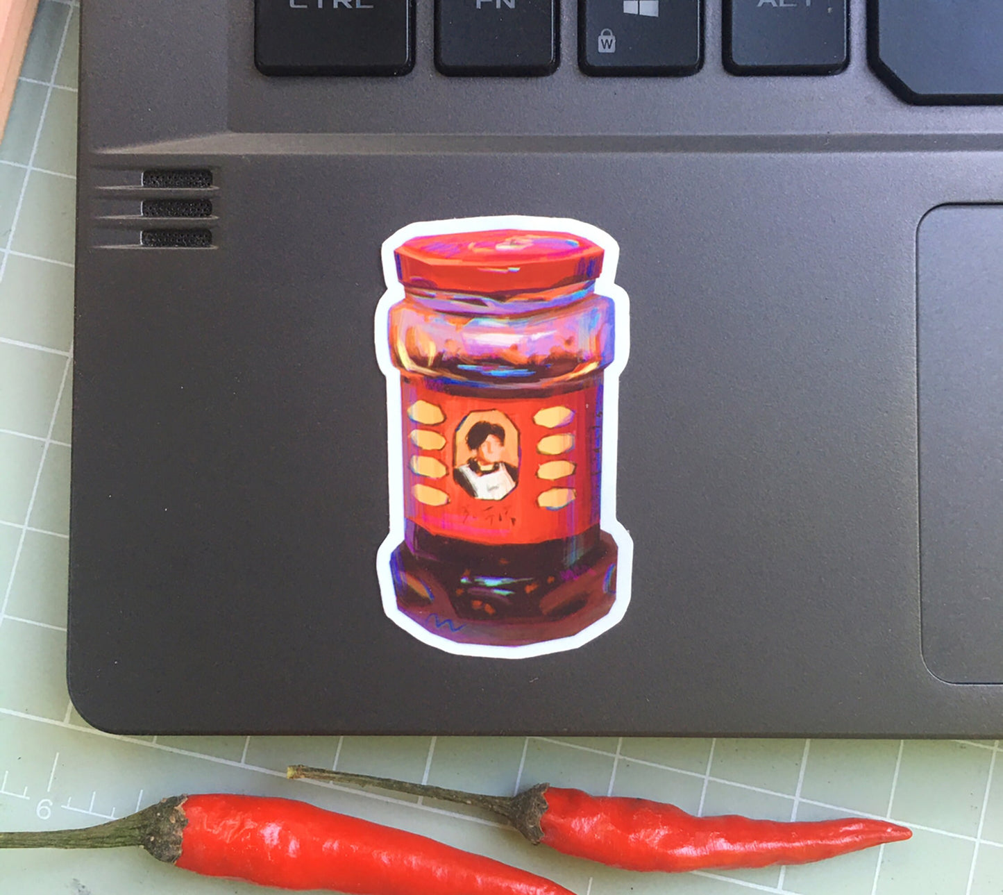 Chilli Oil Waterproof Vinyl Sticker | Die Cut Sticker | Laptop Decal | asian food stickers
