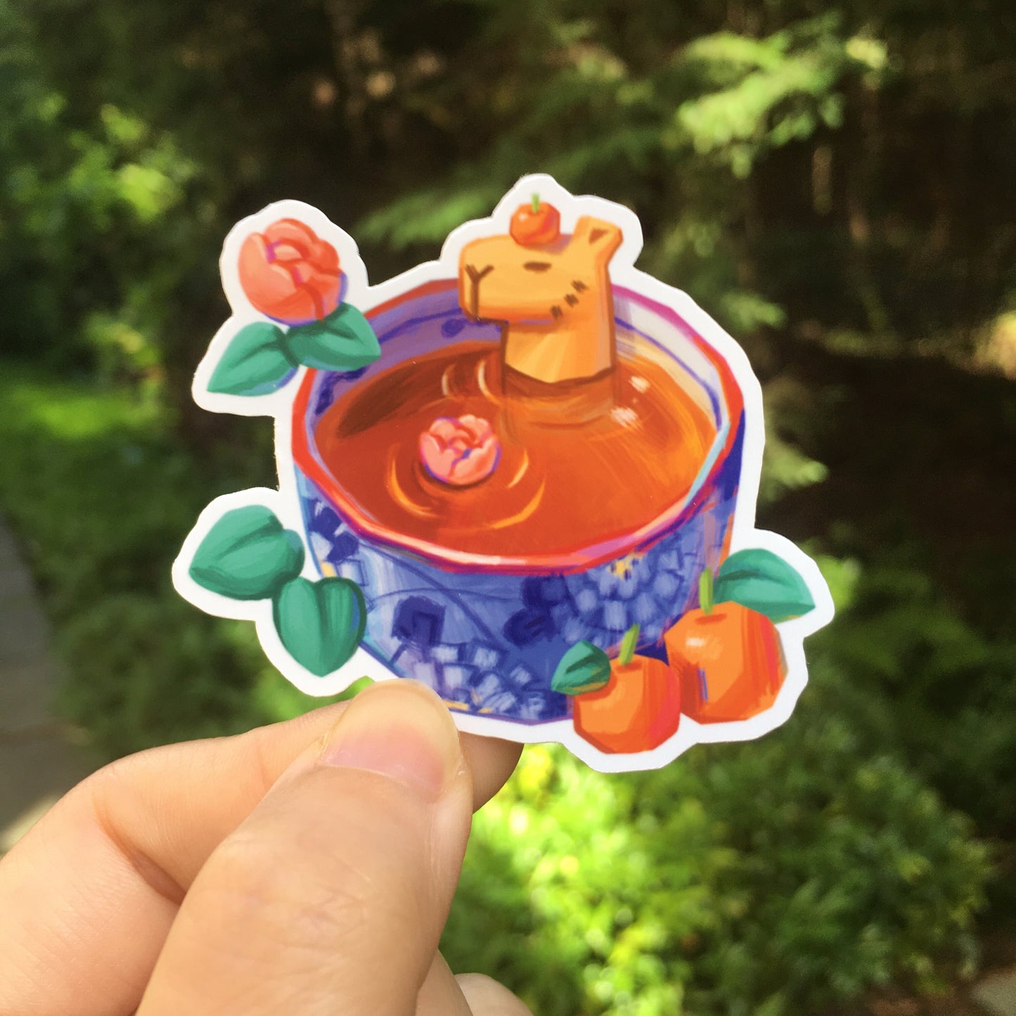Capybara Orange Pekoe Tea | Waterproof Vinyl Sticker | Laptop Decal | kawaii stickers