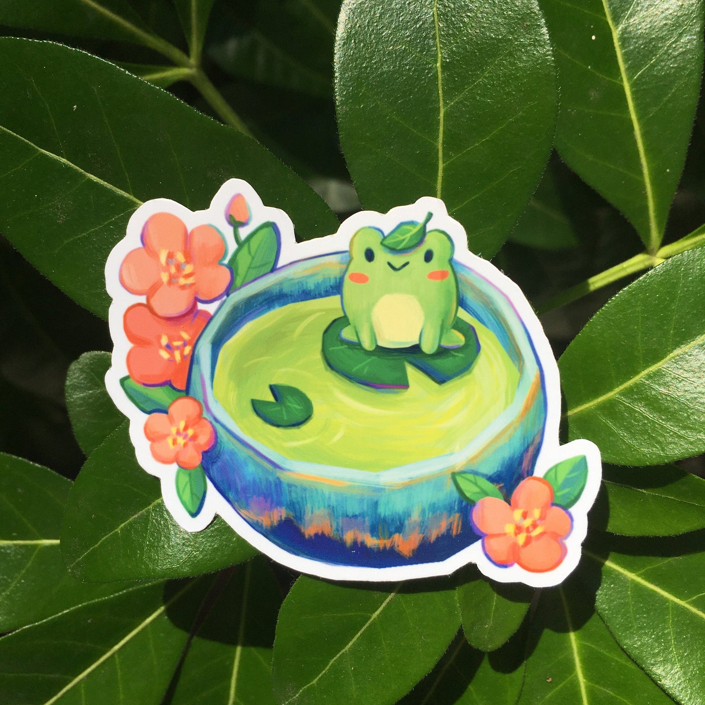 Froggo Green Tea | Waterproof Vinyl Sticker | Laptop Decal | kawaii stickers