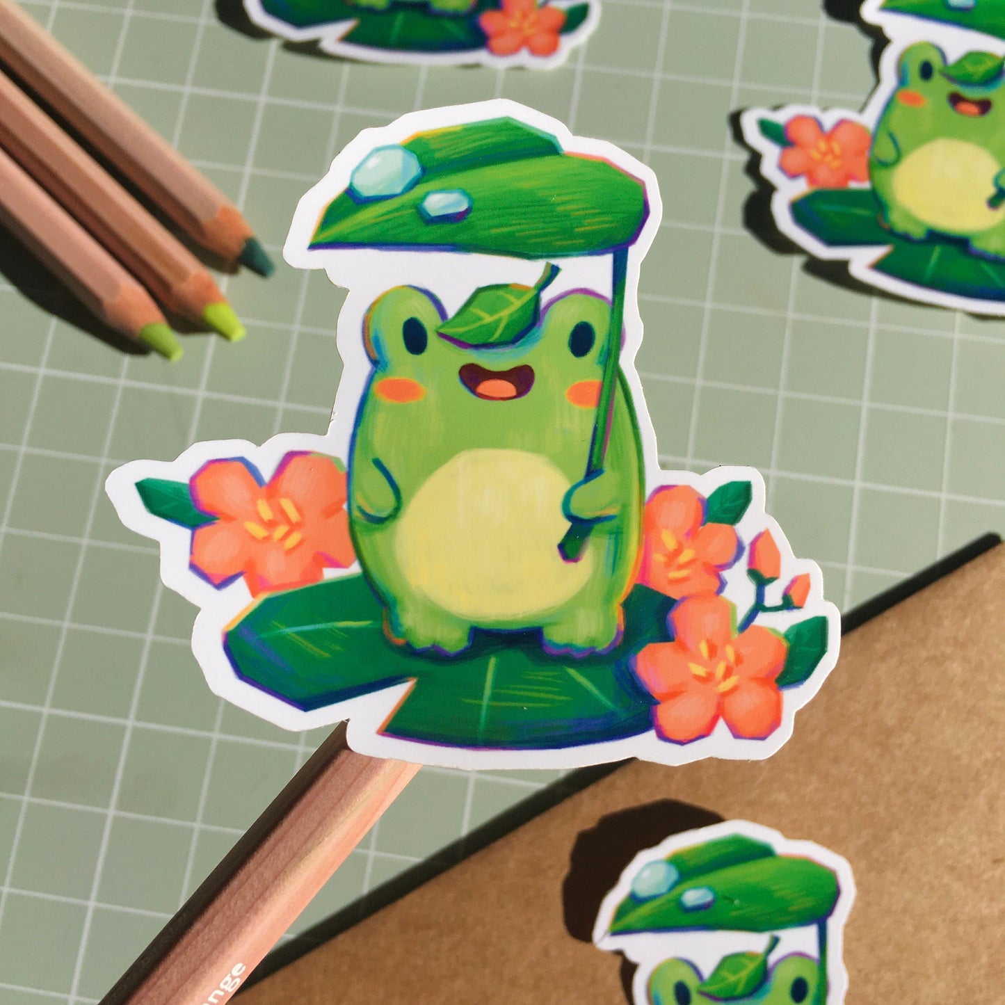 Frog Rain sticker | Waterproof Vinyl Sticker | Laptop Decal | kawaii stickers