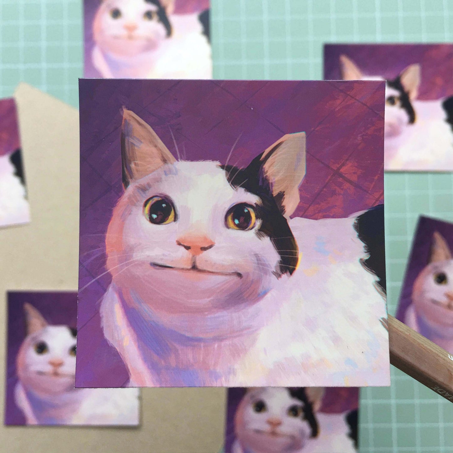 Awkward Smiling Cat Waterproof Vinyl Sticker | Die Cut Sticker | Laptop Decal | cute animal stickers