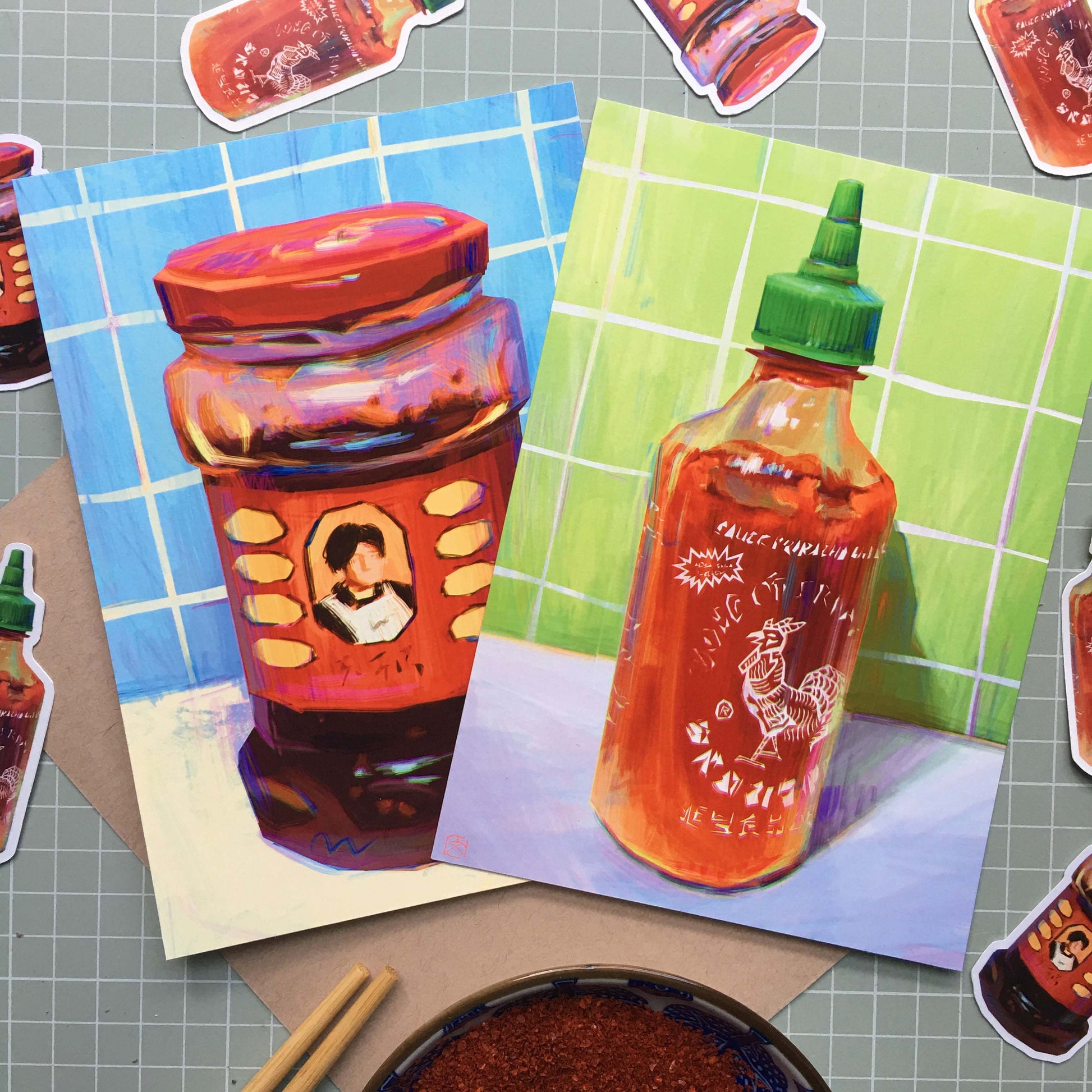 Sriracha Art Print |  Original Art | Food Painting