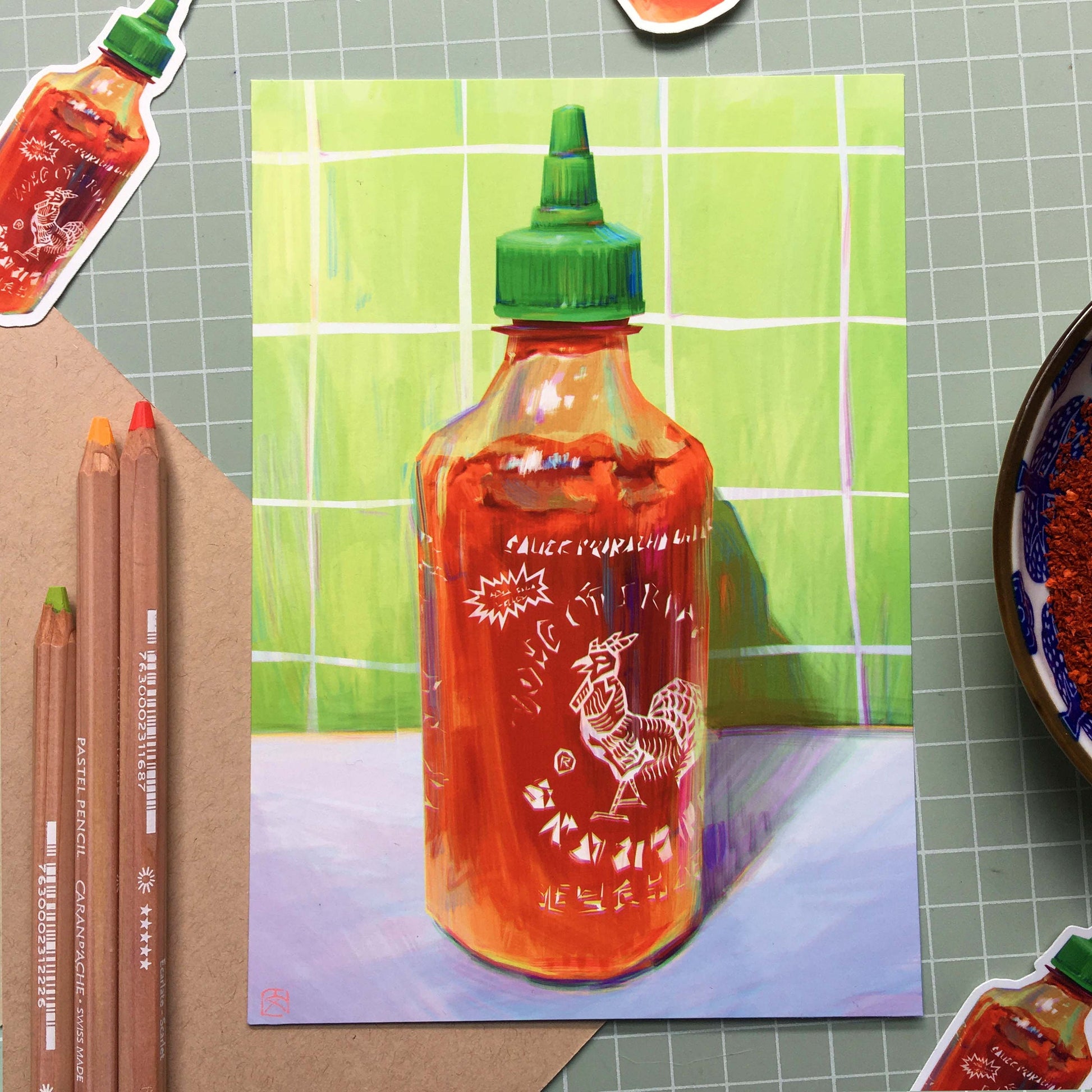 Sriracha Art Print |  Original Art | Food Painting