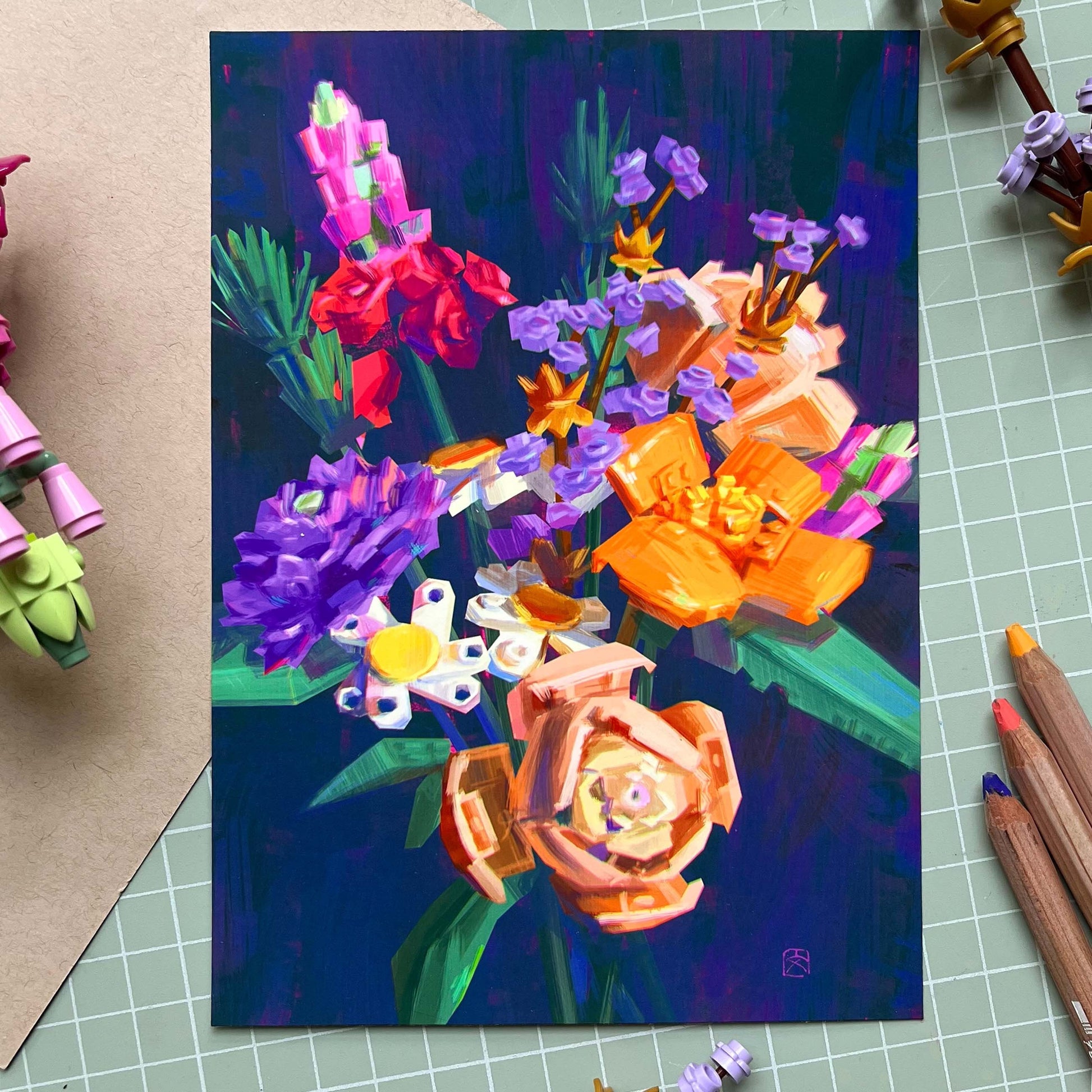 Flower Bouquet Art Print| Original Art | Floral Wall Art