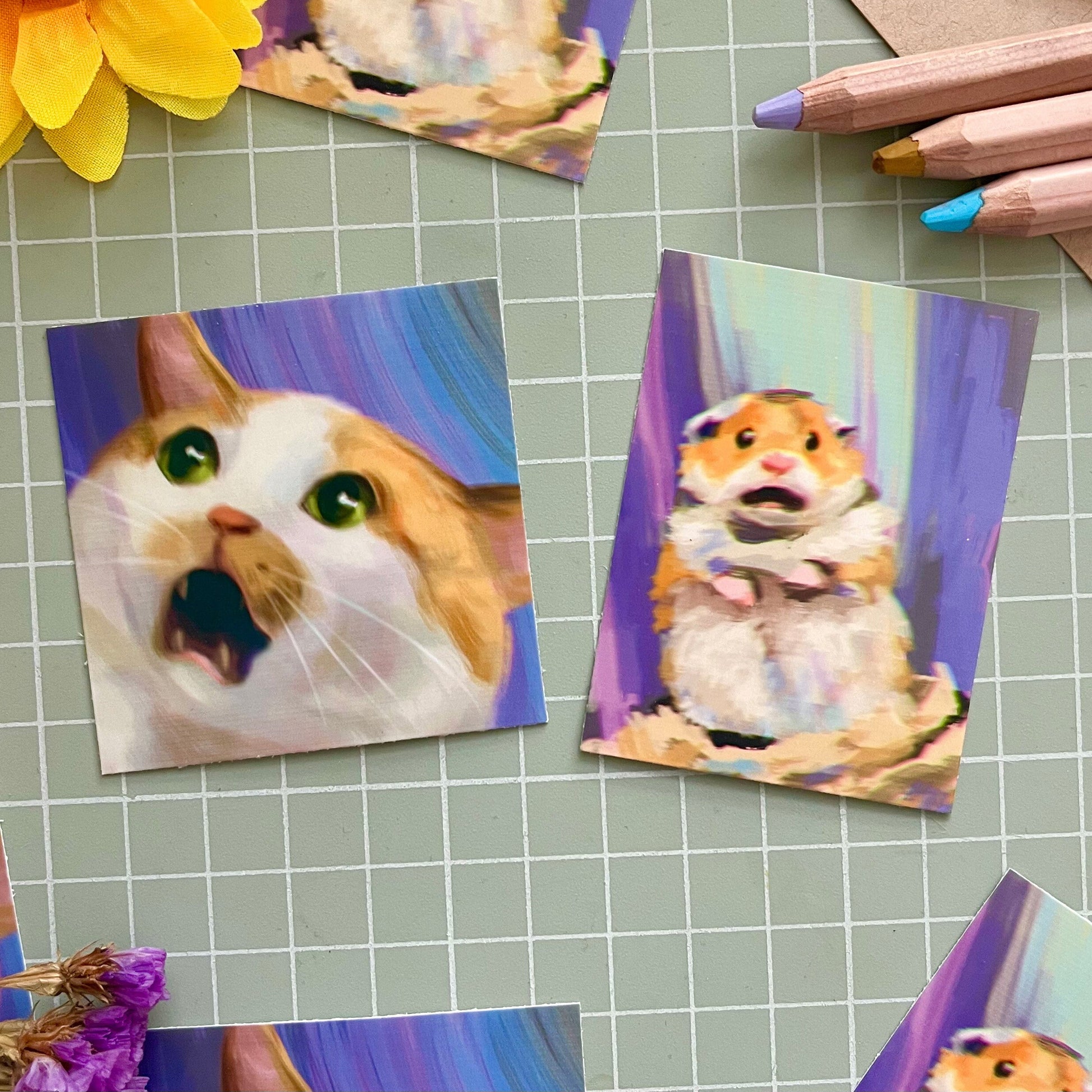 Shook Cat Waterproof Vinyl Sticker | Die Cut Sticker | Laptop Decal | cute animal stickers